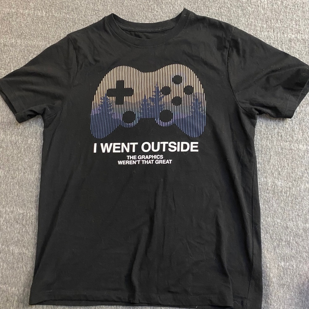 Wonder Nation Boys Gamer T-Shirt Black I Went Outside Graphics XL 14-16 Tee